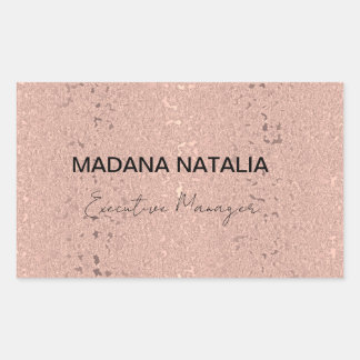 Adesivo Retangular Elegante Rosa Dourado Beauty Salon