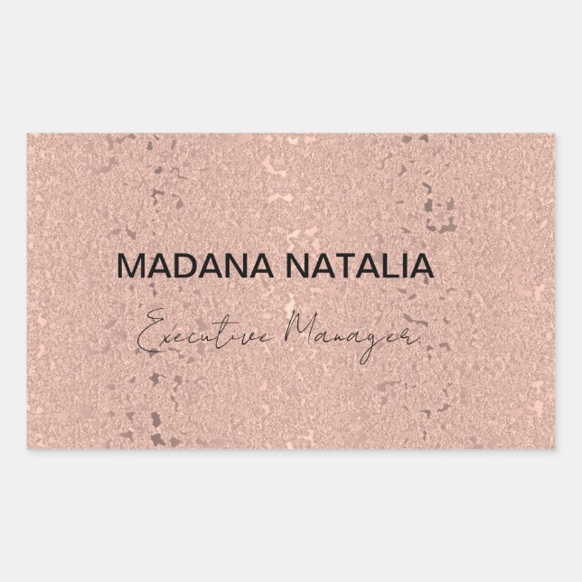 Adesivo Retangular Elegante Rosa Dourado Beauty Salon (Frente)