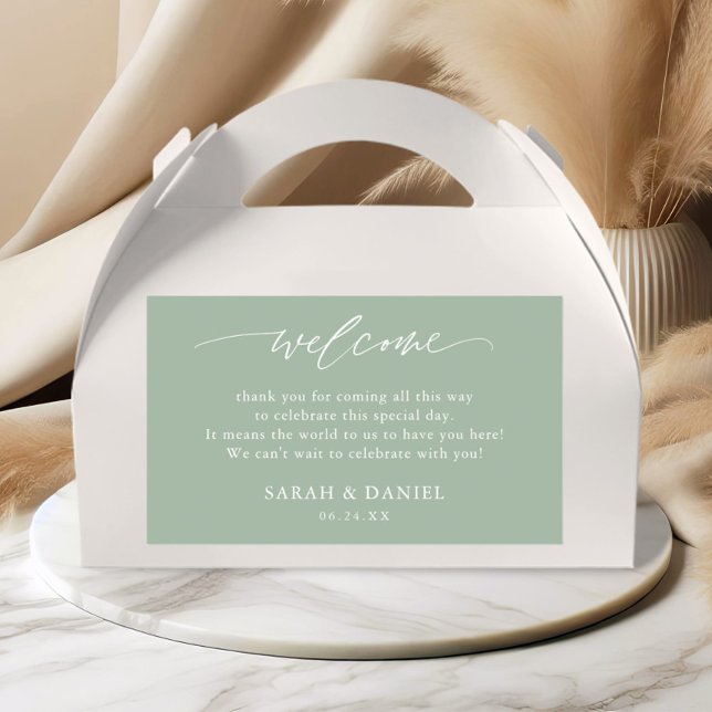 Adesivo Retangular Elegante Sage Green Wedding Gift (Criador carregado)