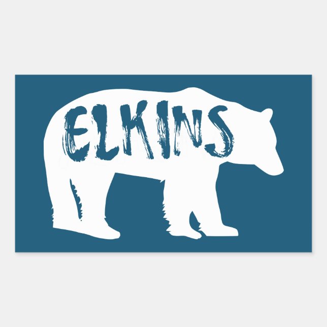 Adesivo Retangular Elkins West Virginia Bear (Frente)