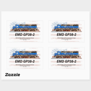 Adesivo Retangular EMD GP38-2 Locomotiva diesel e bandeira americana