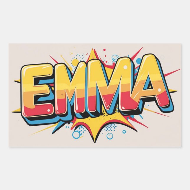 Adesivo Retangular Emma com uma explosão (Frente)