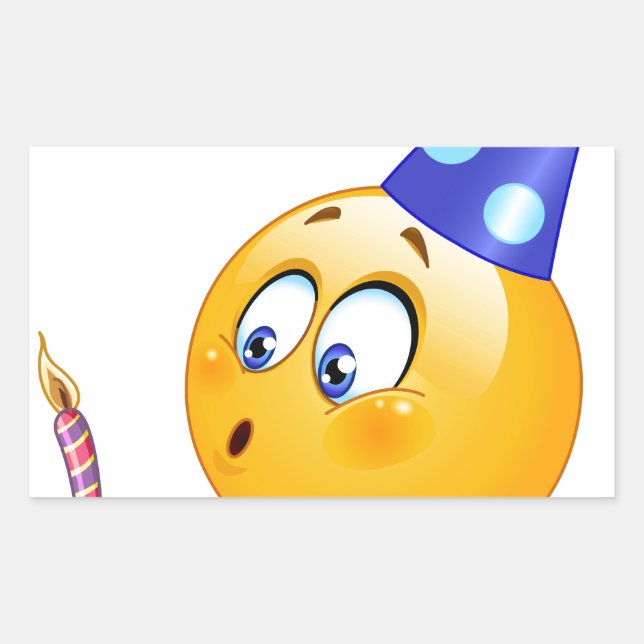 Adesivo Retangular emoji de aniversário (Frente)