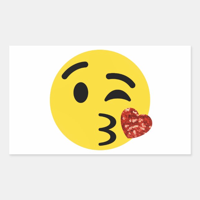 Adesivo Retangular emoji de beijo brilhante (Frente)