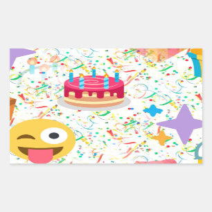 Adesivo Retangular emoji de feliz aniversário