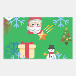 Adesivo Retangular emoji de natal verde