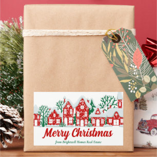 Adesivo Retangular Empresa de Imóveis Personalizada Presente de Natal