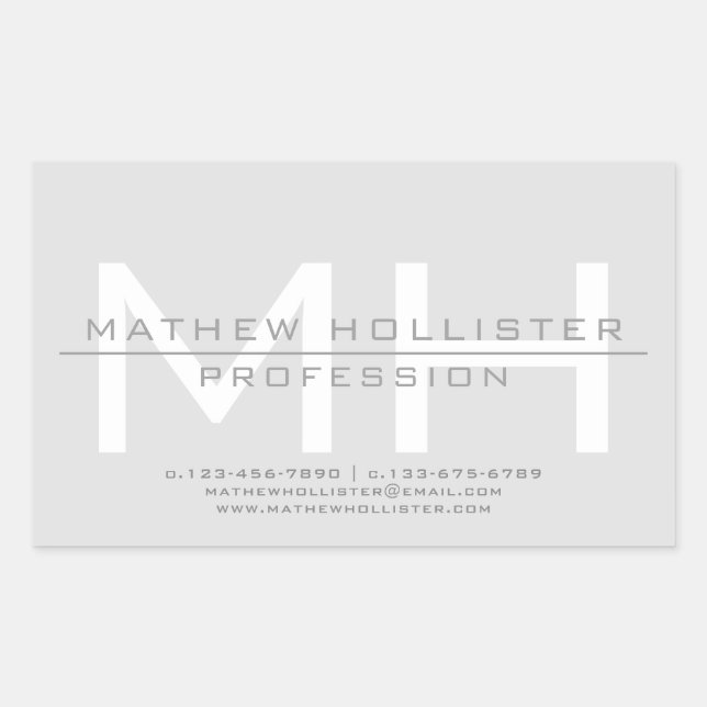 Adesivo Retangular Empresas Cinzas monogramas, homens (Frente)