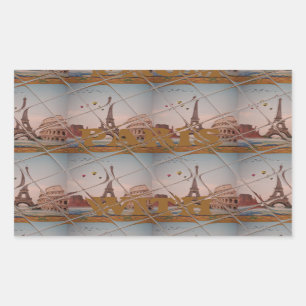Adesivo Retangular Encantador De Paris Com Amor J'aime Paris Design