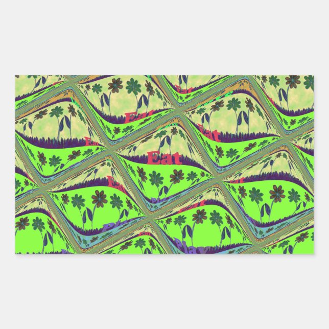 Adesivo Retangular Encantando Jardim Eclético Verificado Beleza Flora (Frente)