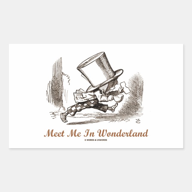 Adesivo Retangular Encontre-Me Em Wonderland (Mad Hatter Running) (Frente)