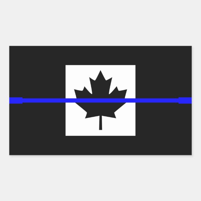 Adesivo Retangular Ênfase fina da linha azul na bandeira canadense (Frente)