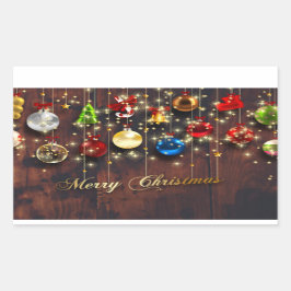 Adesivo Retangular Enfeites de natal e flocos de neve