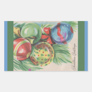 Adesivo Retangular enfeites de natal Sticker 1940s