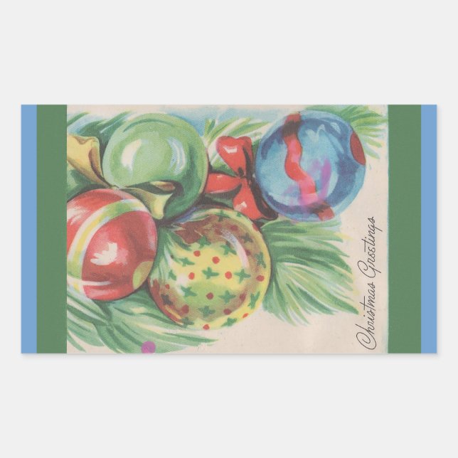 Adesivo Retangular enfeites de natal Sticker 1940s (Frente)