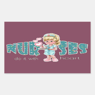 Adesivo Retangular Enfermeiras se importam com Heart. Enfermeiros - F