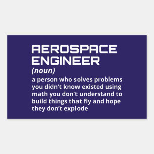 Adesivo Retangular Engenheiro aeroespacial - Definição engraçada W-1