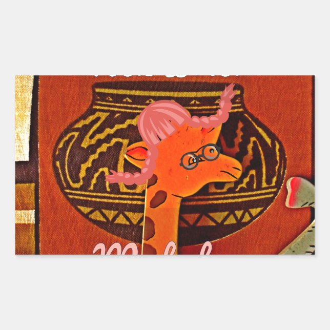 Adesivo Retangular Engraçado Girafa com legal texto Hakuna Matata Des (Frente)