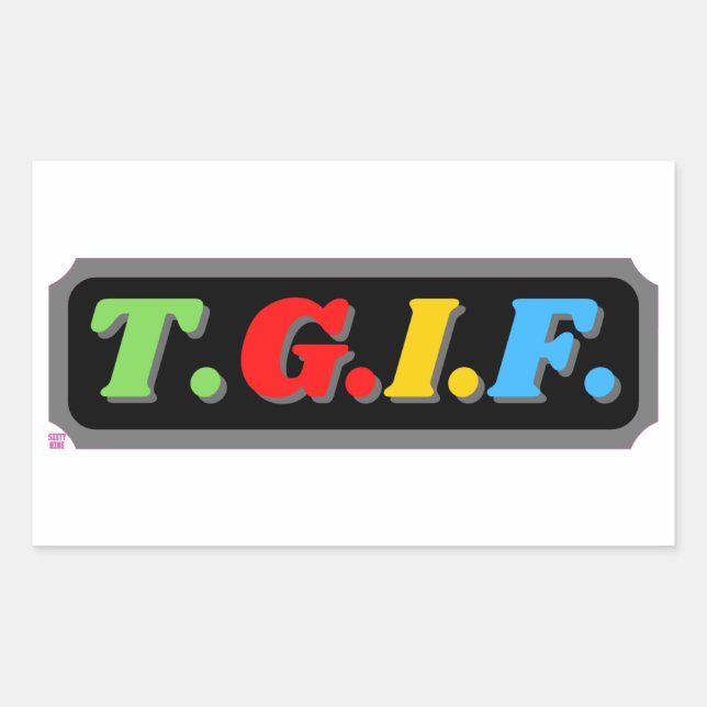 adesivo retangular engraçado "TGIF" (Frente)