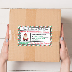 Adesivo Retangular Entrega do Correio do Presente de Natal para o Pol