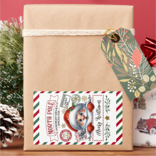 Adesivo Retangular Entrega Especial Bonita De Natal De Papais noeis