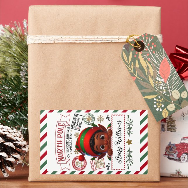 Adesivo Retangular Entrega Especial Bonita De Natal De Sant (Feriado)