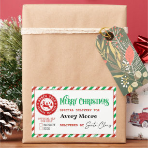 Adesivo Retangular Entrega Especial de papais noeis Presente de Natal