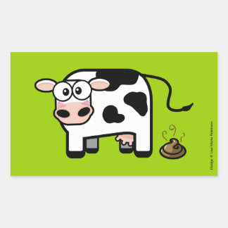 Adesivo Retangular Envergonhada Envergonhada De Vaca Pooping