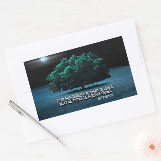 Adesivo Retangular Epictetus Inspirational Cote "Aprende" (Envelope)