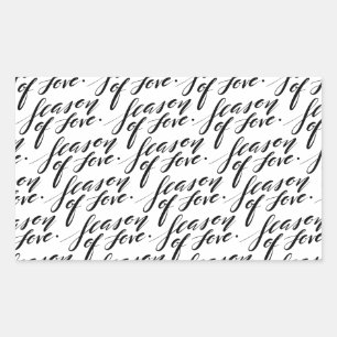 Adesivo Retangular época de amor com script manual