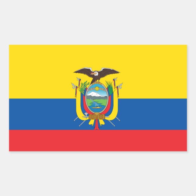 Adesivo Retangular Equador* Flag Sticker Bendera de Equador (Frente)