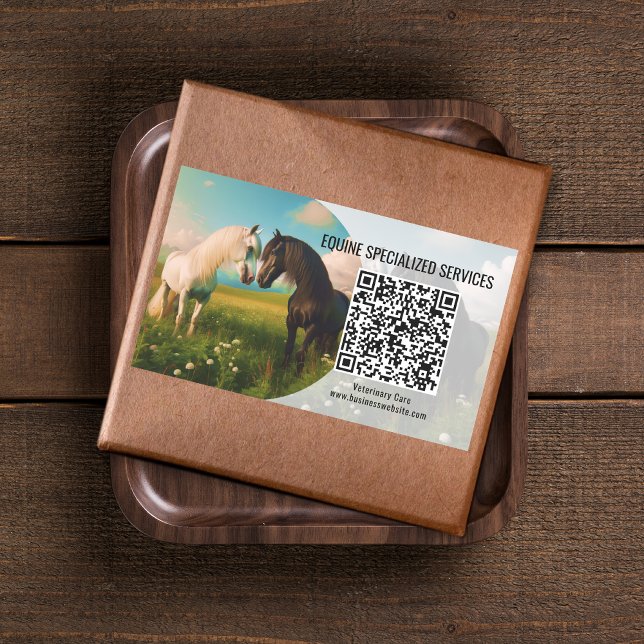 Adesivo Retangular Equinos Equinos de Equinos com Código QR (Horse Equine Business Stickers with QR Code)