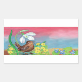 Adesivo Retangular Erva-branca-eurasiática e queda-de-neve e primatas