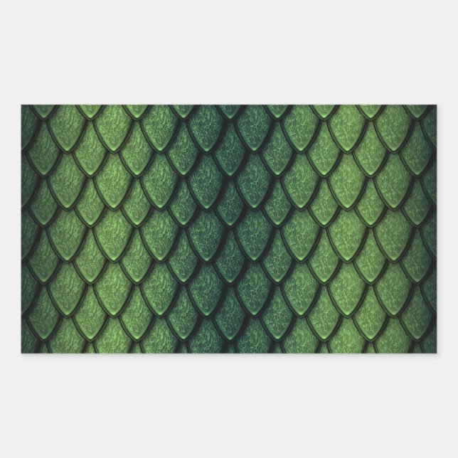 Adesivo Retangular Escalas de Dragões Verdes (Frente)