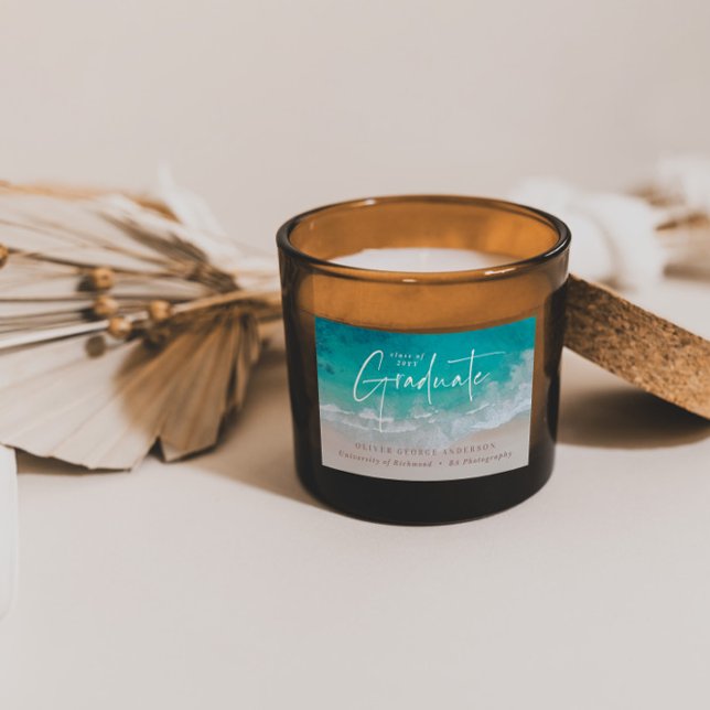 Adesivo Retangular Escrita moderna de graduação da praia do oceano (Criador carregado)