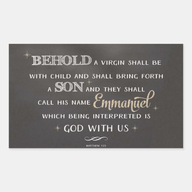 Adesivo Retangular Escritura de Natal - Matthew 1:23 (Frente)