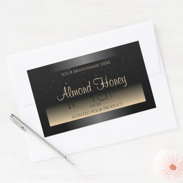 Adesivo Retangular Escuro Elegante e Rótulo de Produto Creme suave (Envelope)