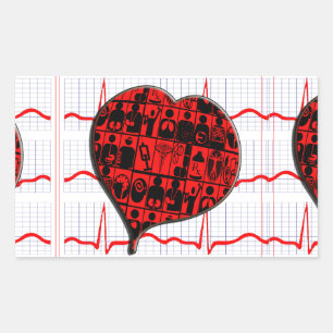 ADESIVO RETANGULAR ESPECIALIDADES MÉDICAS DO CORAÇÃO EKG DO CCU