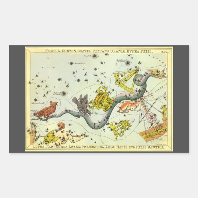 Adesivo Retangular Espelho de Urânia, Mapa Celeste de Astronomia Anti (Frente)