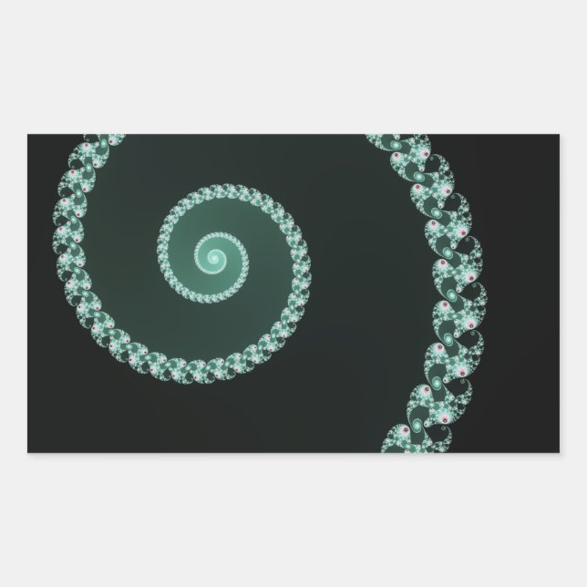 Adesivo Retangular Espiral Verde e Cinza Fractal (Frente)