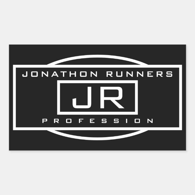 Adesivo Retangular Esportivo Geométrico Negro e Branco (Frente)