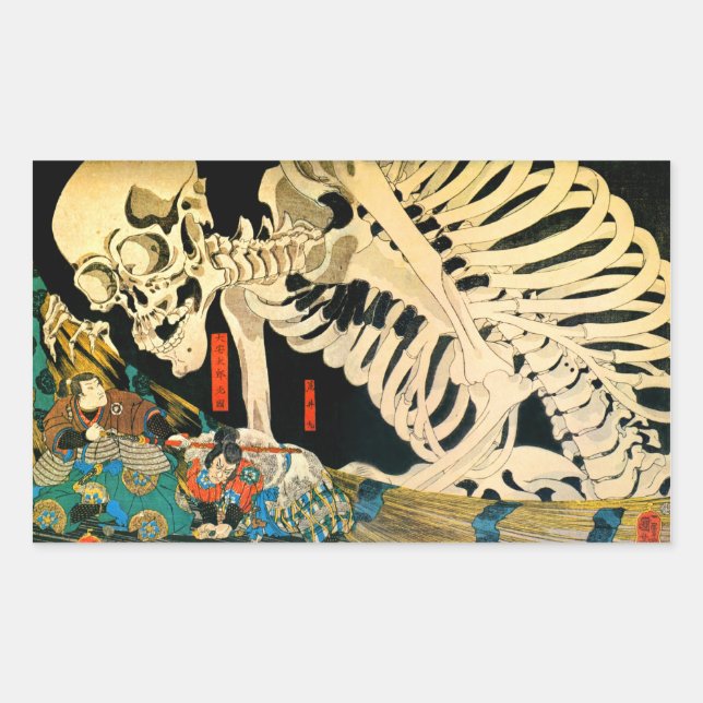 Adesivo Retangular Esqueleto convocado por Witch Kuniyoshi Fine Art (Frente)
