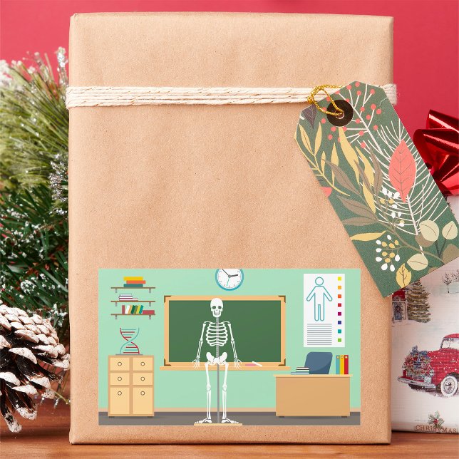 Adesivo Retangular Esqueleto de classe científica (Criador carregado)