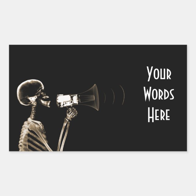 ADESIVO RETANGULAR ESQUELETO DE VISÃO DE RAIO X NA MEGAPHONE - SEPIA (Frente)