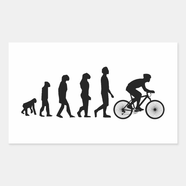 Adesivo Retangular Esquema de Evolução Humana do Ciclismo Moderno (Frente)