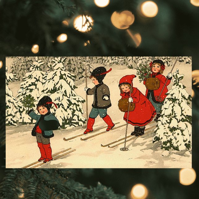 Adesivo Retangular Esqui de inverno (Criador carregado)