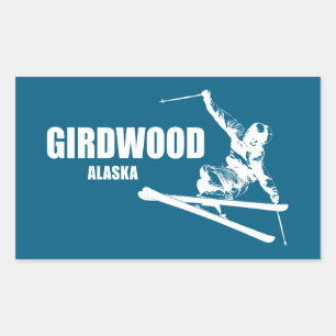 Adesivo Retangular Esquiador de Girdwood Alasca