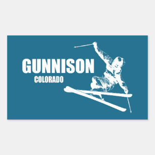 Adesivo Retangular Esquiador de Gunnison Colorado