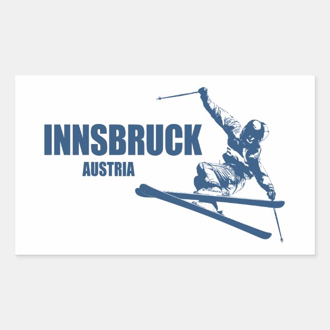 Adesivo Retangular Esquiador de Innsbruck Áustria (Frente)