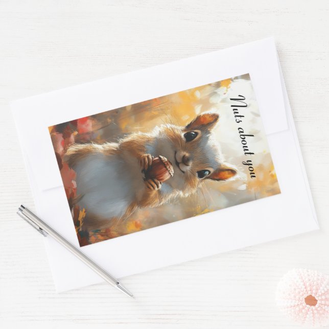 Adesivo Retangular Esquilo, loucos sobre você (Envelope)